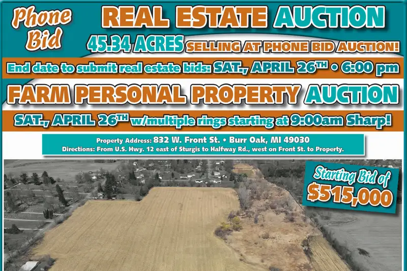 Burr Oak Real Estate & Personal Property Auction, April 26th, 2025